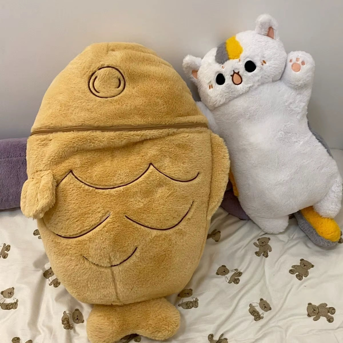 1Pc 40/60/80Cm Japan Taiyaki Cat Plush Toy Anime Figure Cat Hiding in Cushion Bag Ferry Bunny Carrot Animal Plushie Throw Pillow