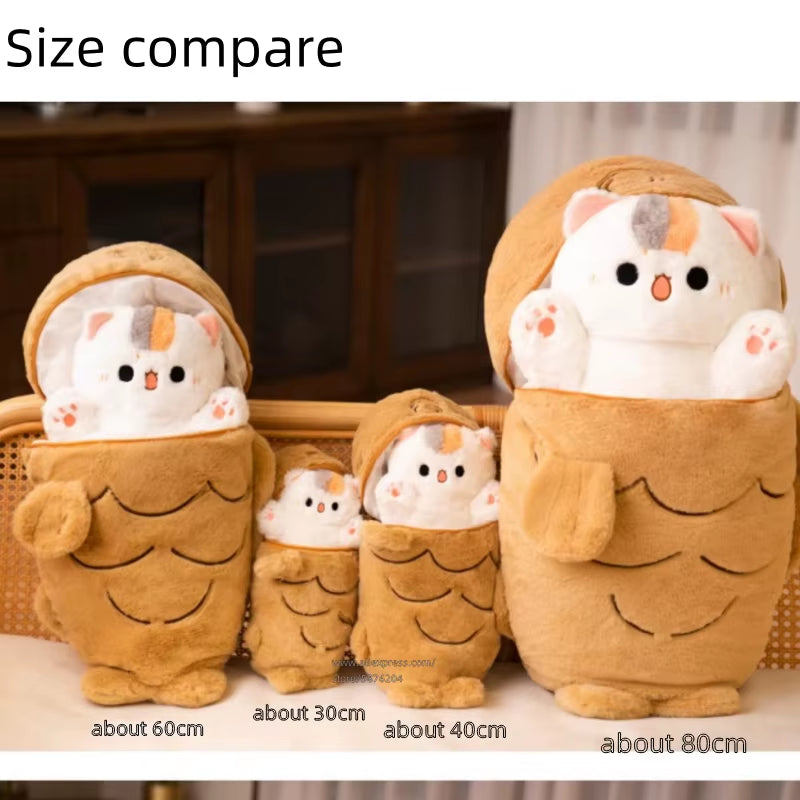 1Pc 40/60/80Cm Japan Taiyaki Cat Plush Toy Anime Figure Cat Hiding in Cushion Bag Ferry Bunny Carrot Animal Plushie Throw Pillow